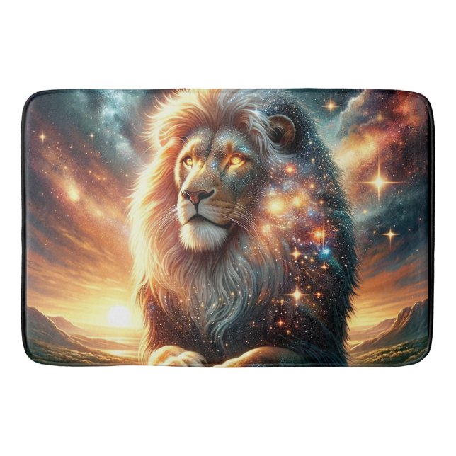 Tapis De Bain Galaxie cosmique Espace Lion Leo Force Astrologie (Devant)