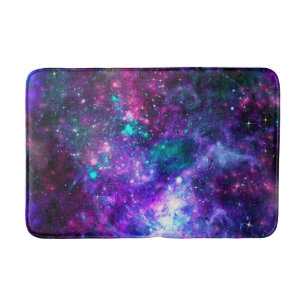 Tapis De Bain Galaxie spatiale violette Ciel rose sarcelle spati