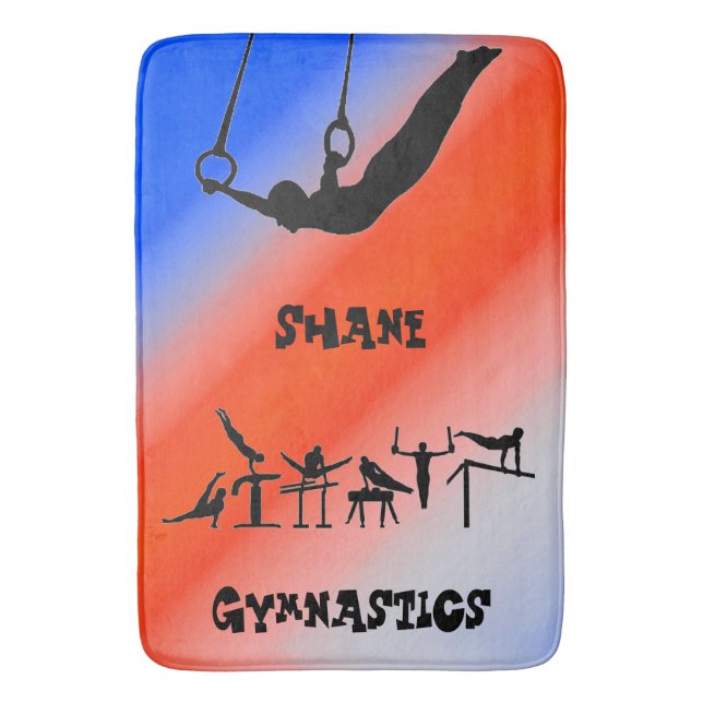 Tapis De Bain Garçons Gymnastique Cercles Patriotique Rouge Blan (devant Vertical)