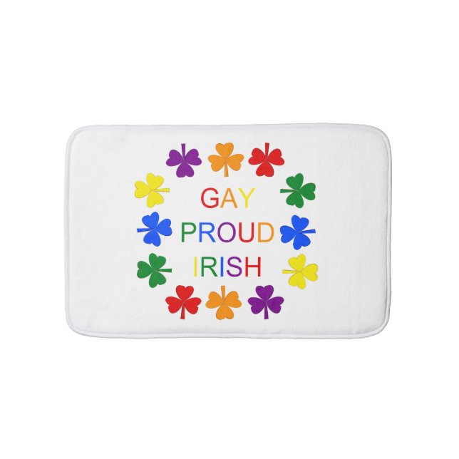 Tapis De Bain Gay Fier Irlandais LGBT Rainbow Shamrocks (Devant)