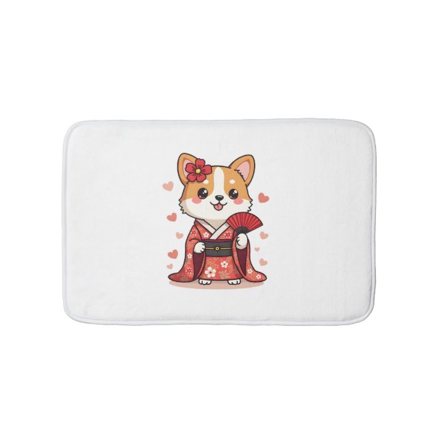 Tapis De Bain Geisha Corgi Amoureux des chiens Welsh (Devant)