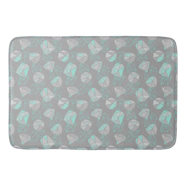 Tapis De Bain Gemme géométrique moderne Motif Gris & Aqua (Devant)