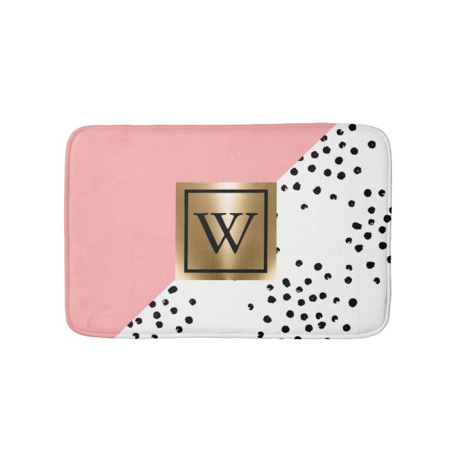 Tapis De Bain Géométrie rose et Pois (Devant)
