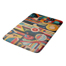 Tapis de Bain Géométrique Abstrait Rétro-Futuriste