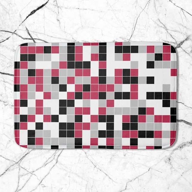 Tapis De Bain Géométrique moderne Magenta Black Grey (Créateur téléchargé)
