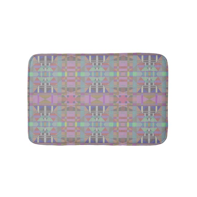 Tapis De Bain Géométrique vert violet rose (Devant)