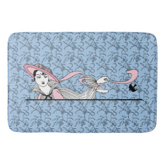 Tapis De Bain Georges Barbier 1920 Fashion Lady and Bird
