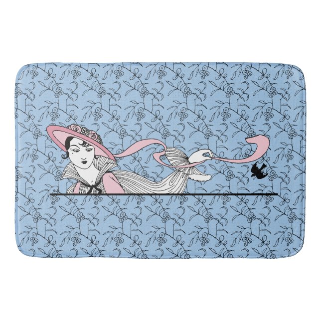 Tapis De Bain Georges Barbier 1920 Fashion Lady and Bird (Devant)