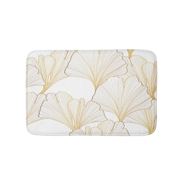 Tapis De Bain Ginkgo Gold : Arrangement de feuille luxueux (Devant)