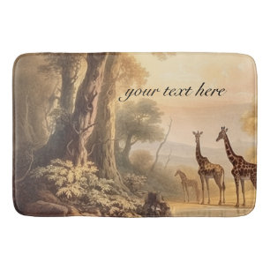 Tapis De Bain girafes botaniques vintages, personnalisables