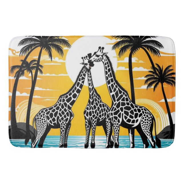 Tapis De Bain Giraffes sur la plage (Devant)