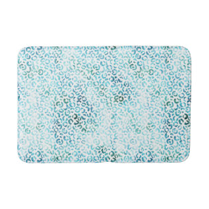 Tapis De Bain Girly Aqua Blue Glam Empreinte de léopard