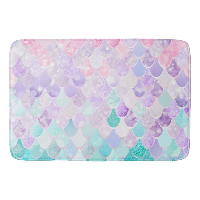 Tapis De Bain Girly, mignon, à la mode, plage, rose, sirène (Devant)