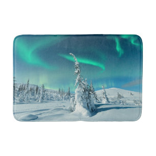 Tapis De Bain Glace et neige Northern Lights, Laponie, Finland
