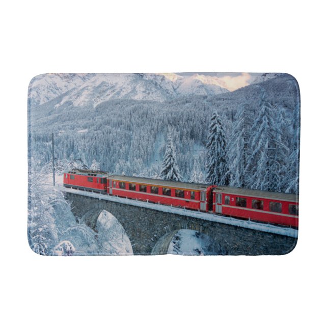 Tapis De Bain Glace et neige | Train Express Red Bernina Suisse (Devant)