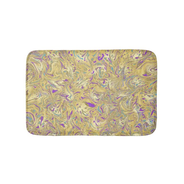 Tapis De Bain Glam de Parties scintillant d'or bleu violet Unico (Devant)