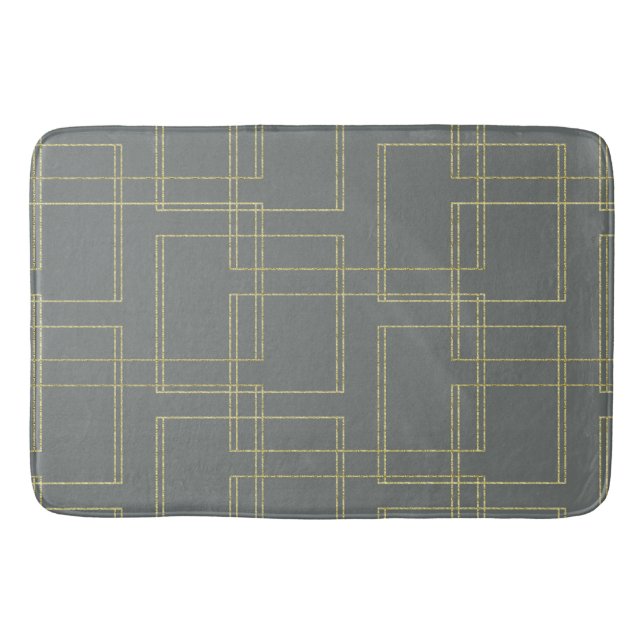 Tapis De Bain Glam géométrique gris et or chic (Devant)