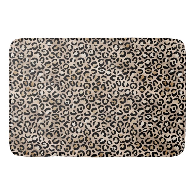 Tapis De Bain Glam Gold Empreinte de léopard Ombre (Devant)