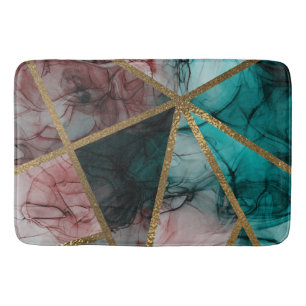 Tapis De Bain Glam Rust Blush Teal & Gold Chic Moderne Élégance