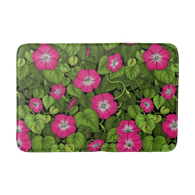 Tapis De Bain Gloire du matin en rose et vert (Devant)
