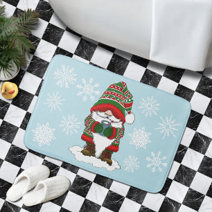 Tapis De Bain Gnome de Noël Cosy Rouge Vert HiverMignon