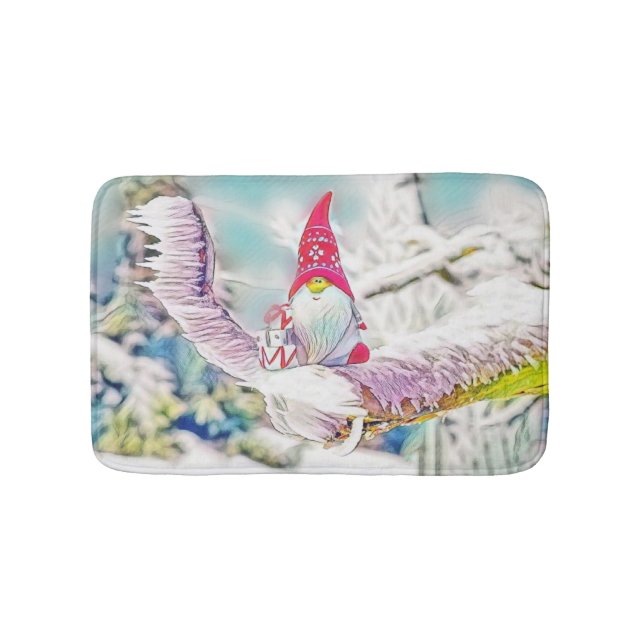 Tapis De Bain Gnomes dans la peinture à l'aquarelle de la neige (Devant)