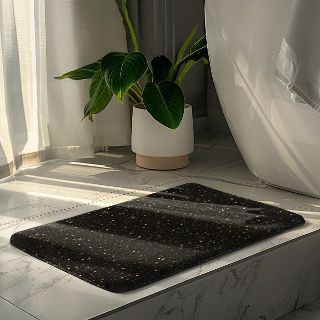 Tapis De Bain Gold glitter and sparkles on black (Créateur téléchargé)