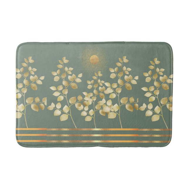 Tapis De Bain Gold Sun Branches Feuilles salle de bain Mat (Devant)