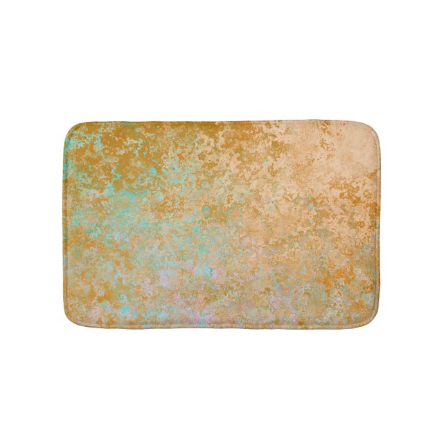 Tapis De Bain Gold & Turquoise Blue Patina Encre d'alcool Abstra (Devant)