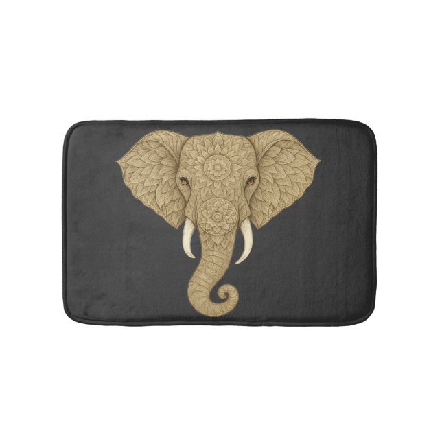 Tapis De Bain Golden Mandala Elephant Graphic Art - Boho Print (Devant)