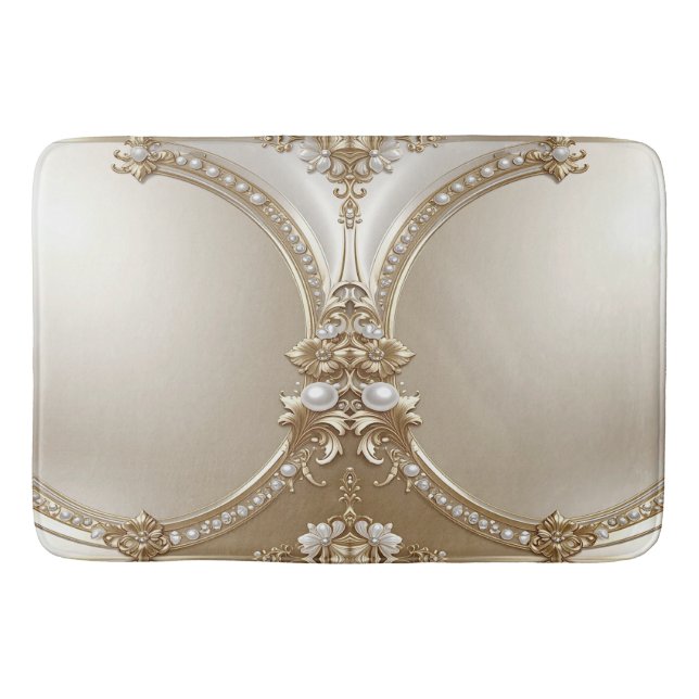 Tapis De Bain Golden Ornate Frame with Pearls Bath Mat (Devant)