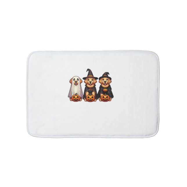 Tapis De Bain Golden Retriever Ghost Halloween Tricoter Ou Treat (Devant)