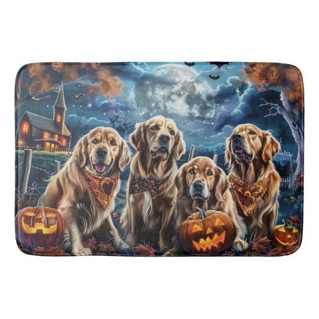 Tapis De Bain Golden Retriever Halloween Éffrayant (Devant)