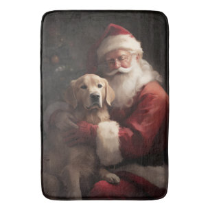 Tapis De Bain Golden Retriever with Santa Clause Christmas