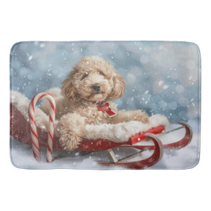 Tapis De Bain Goldendoodle Chien Festif de Noël