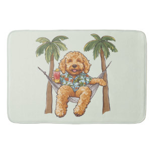 Tapis De Bain Goldendoodle en chemise hawaïenne