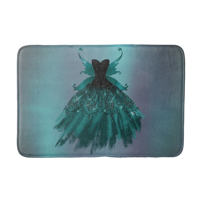 Tapis De Bain Gothique Fairy Turquoise Gown | Fleur verte profon (Devant)