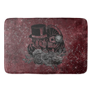 Tapis De Bain Gothique Kissing Skulls Couple Et Sang Rouge Éter