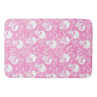 Tapis De Bain Gothique rose punk crânes et feuillage Halloween f