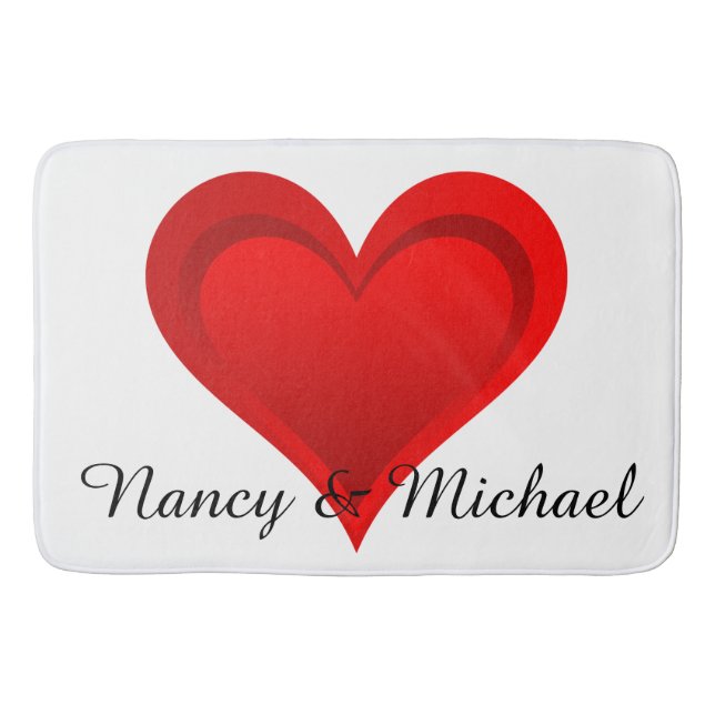 Tapis De Bain Gradients RED LOVE HEART + votre texte et vos idée (Devant)