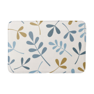 Tapis De Bain Grand Assorti Feuille Blues & Or sur Crème