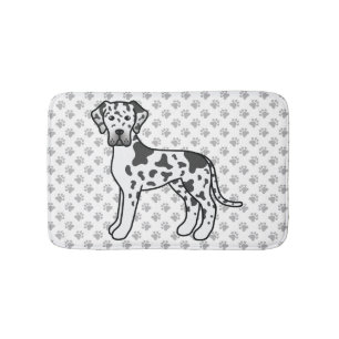 Tapis De Bain Grand Danois Arlequin Chien de Dessin Animé Mignon