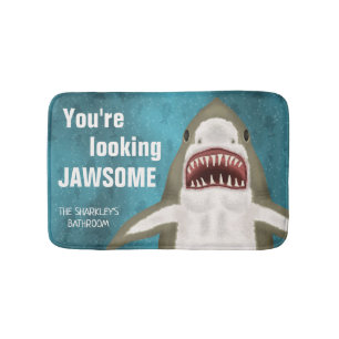 Tapis De Bain Grand requin blanc amusant Jawsome Pun personnalis