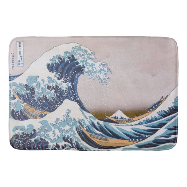 Tapis De Bain Grande vague du tsunami Kanagawa Japon par Hokusai (Devant)