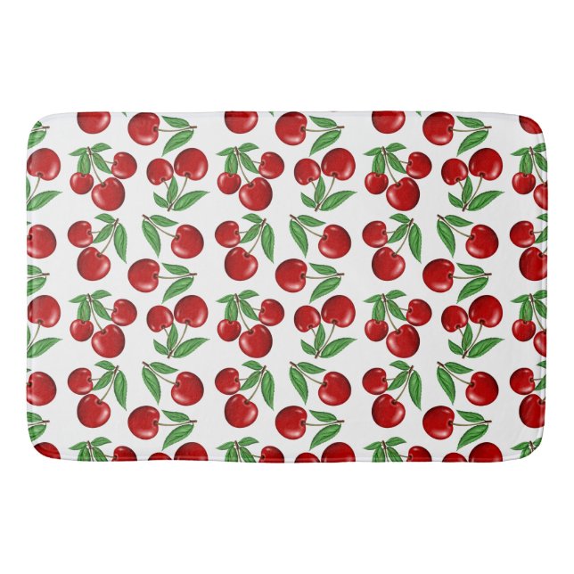 Tapis De Bain Graphique de cerises rouges sur tout le Motif (Devant)