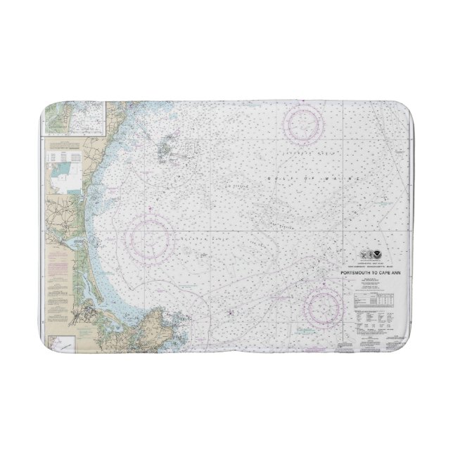 Tapis De Bain Graphique nautique de Portsmouth à Cape Ann 13278 (Devant)
