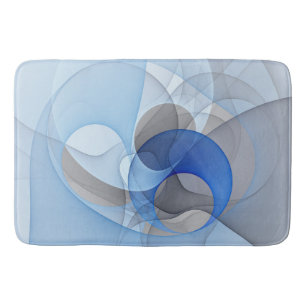 Tapis De Bain Graphisme d'art fractal abstrait bleu gris moderne