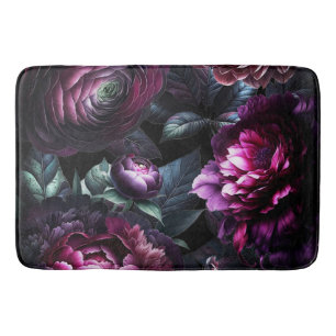 Tapis De Bain Gras Moody Flowers Black Enchanted Floral Garden