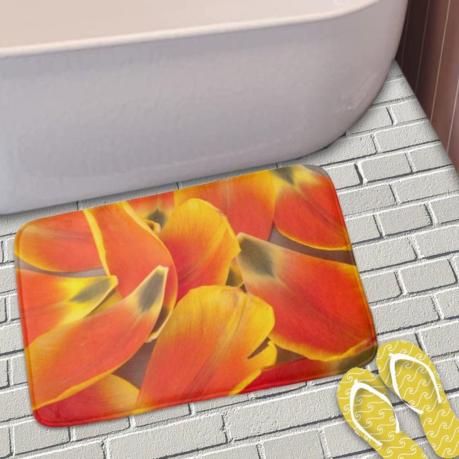Tapis De Bain Gras Orange Tulip Pétales de fleurs Photographie (Créateur téléchargé)