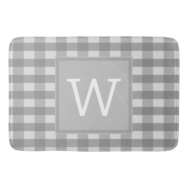 Tapis De Bain Gray Buffalo Plaid Monogram Mat (Devant)